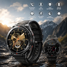 Смарт-годинник OUKITEL BT12 Military Black: AMOLED 1.43", GPS, 5ATM, Компас, Альтиметр — Тактичний годинник з функцією дзвінків
