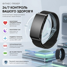 Фітнес-трекер Penerl ECG+PPG Black — ЕКГ, моніторинг серця, SOS-сигнал для літніх людей та 15 днів автономності