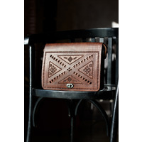 Шкіряна Коричнева Жіноча Етно Сумка Ручної Роботи OBSERVO G291