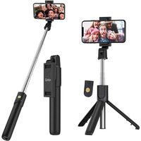 Монопод-штатив для селфі Gritin Selfie Stick 4в1 Bluetooth з пультом ДУ Універсальний розсувний тримач Чорний