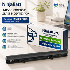Акумулятор NinjaBatt для Toshiba Satellite C50-B C55-B L50-B (PA5185U-1BRS): 33Wh, 14.8V, Premium Cells, 500+ циклів