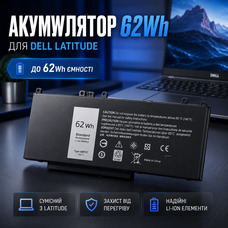 Акумуляторна батарея K KYUER 6MT4T для Dell Latitude E5470 E5570 E5270 Precision 3510 7.6V 62Wh літій-іонна чорна