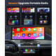 Портативна мультимедійна система Rimoody 10.26" 4K Dash Cam: бездротовий CarPlay, Android Auto, Bluetooth, GPS, FM, AUX