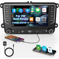 Автомагнітола Android 14 для VW Golf Passat Polo Seat Skoda 7" 2/64GB: Wireless Carplay, Android Auto, DAB+, Navi