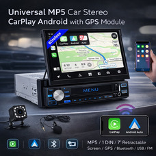 Універсальна Автомагнітола MP5 CarPlay Android з GPS модулем 1 Din з виїзним екраном 7" USB, TF, Bluetooth, GPS, навігацією, FM