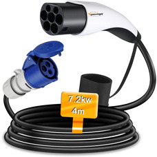 Адаптер Type 2 на CEE, [4 м | 32A | 7,2 кВт] Кабель IEC 62196 до розетки CEE, розвантажувач станції типу 2