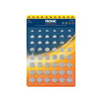 Tronic Набір із 48 змішаних кнопкових батарей AG1, AG3, AG4, AG5, AG8, AG10, AG12, AG13