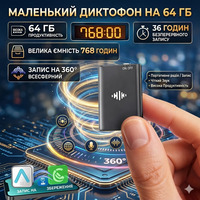 Магнітний міні-диктофон disoidoe 64 ГБ (1800 год): Шумозаглушення DSP 4.0, OTG HD Audio, USB-C, Чорний (dis-m64)