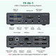 Док-станція USB-C 19 в 1 для 3 моніторів 4K 60Hz MacBook Windows HDMI DisplayPort PD 100W Grey