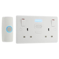 Бездротовий дверний дзвінок BG Electrical 822BELL IP44 з кнопкою, 6 мелодій, 100 м, LED-індикатор, подвійна розетка