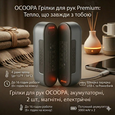 Магнітні грілки для рук OCOOPA MagTwins UT2s: 2-в-1 акумуляторні обігрівачі, 4 рівні тепла, PowerBank 5000 мАг, Grey
