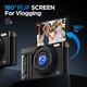 Цифрова камера 4K для фотозйомки та відеоблогу GEVVES A9 64 МП Компактний компактний фотоапарат з поворотним екраном Чорний