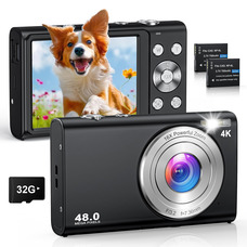 Цифровий фотоапарат 4K Brand 48MP з автофокусом, карта 32 ГБ, 16-кратний цифровий зум, компактний, 2 акумулятори, для початківців