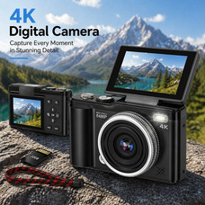 Цифрова камера 4K 64Мп Hupvne DC08: Компактний фотоапарат для блогерів, селфі-екран 180°, автофокус, карта 32 ГБ