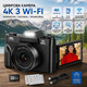 Цифрова камера 4K GAMBEA DC02: 75 Мп, Wi-Fi, поворотний екран 180°, автофокус, 16x зум, карта 32 ГБ та 2 АКБ