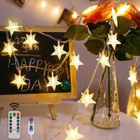 LED Гірлянда "Зірки" (10 м, 80 LED, USB): тепле біле світло, 8 режимів, пульт ДУ для святкової атмосфери