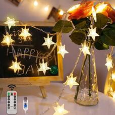 LED Гірлянда "Зірки" (10м, USB) теплі білі, 10M 80LEDs з пультом керування