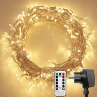 Новорічна гірлянда кімнатна нитка 10 м 120 LED з Пультом Керування кімнатна гірлянда білий провід Жовте світло