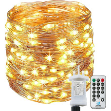 Світлодіодна гірлянда нитка "Роса" 20м з пультом, від USB та мережі 220V, 200 LED, 8 режимів, IP44, Теплий білий