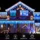 Вулична гірлянда-бахрома 10 м 400 LED синій+білий | Шторні світлодіоди з таймером, 8 режимів, IP44