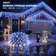 Вулична гірлянда-бахрома 10 м 400 LED синій+білий | Шторні світлодіоди з таймером, 8 режимів, IP44