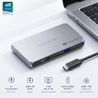 Хаб Satechi Thunderbolt 4 Slim Hub 5-in-1 (ST-T4SHM) Space Gray — 8K/4K 60Hz, 60W PD, 40Gbps, для Mac та Windows