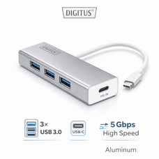 USB-C Hub DIGITUS — багатопортовий адаптер Type-C на 3×USB 3.0 для ноутбук USB HUB адаптер DIGITUS DA-70242 3.0 3 Port