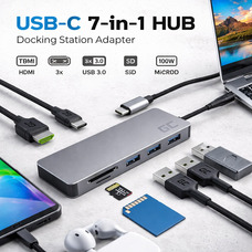 USB Hub, Док-станція, адаптер, концентратор USB-C 7 портів багатофункціональний адаптер-концентратор для ноутбука та смартфона