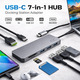 USB Hub, Док-станція, адаптер, концентратор USB-C 7 портів багатофункціональний адаптер-концентратор для ноутбука та смартфона