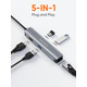 USB-C концентратор, адаптер CableCreation USB-C для MacBook Pro, 5-в-1 USB-C на HDMI багатопортовий адаптер, сумісний з MacBook