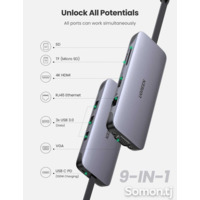 СТОК Мультифункціональний адаптер Ugreen USB-C Hub 9 in 1