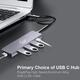 Багатопортовий адаптер USB-C Hub, Vunvooker 5-в-1 USB-C Dongle з довгим кабелем, розширювач USB-C для ноутбука 100 Вт PD 4-портів