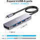 Багатопортовий адаптер USB-C Hub, Vunvooker 5-в-1 USB-C Dongle з довгим кабелем, розширювач USB-C для ноутбука 100 Вт PD 4-портів