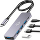 Багатопортовий адаптер USB-C Hub, Vunvooker 5-в-1 USB-C Dongle з довгим кабелем, розширювач USB-C для ноутбука 100 Вт PD 4-портів
