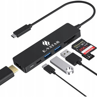 Концентратор USB Hub Хаб USB-C E-VATAR 6-в-1 USB 1 HDMI, 2 USB 3.0, 100 Вт PD3.0, 1 SD/TF