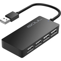 Універсальний пасивний USB-хаб ISOUL на 4 порти USB 2.0 Чорний