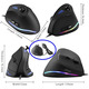 Ігрова вертикальна миша Zelotes C18 RGB, 10000 DPI, програмована, дротова, PMW3325, ергономічна, з панеллю керування для ПК