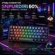 Механічна ігрова клавіатура Snpurdiri 60% Black-Grey: Red Switches, RGB підсвітка, Anti-Ghosting, знімний USB-C кабель
