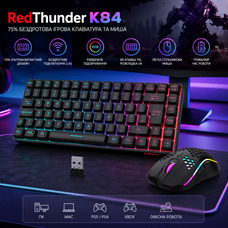Ігровий бездротовий набір RedThunder K84: клавіатура 75% TKL та ультралегка миша, RGB підсвітка, 2.4GHz, Чорний