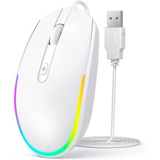 Дротова миша seenda - USB-комп'ютерна миша з RGB-підсвічуванням, оптична світлодіодна миша з підключеним USB-кабелем для ноутбуків