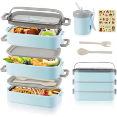 Ланч-бокс Bento Box 3-ярусний, 3 шари, внутрішній стакан з нержавіючої сталі