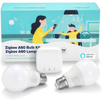Комплект розумних ламп Linkind Zigbee E27 LED 9 Вт, 2 лампочки та мостовий концентратор, включаючи керування через додаток. Колірн