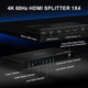 HDMI спліттер 1x4 AVIDGRAM 4K 60Hz 4:4:4 HDR10 | розгалужувач HDMI на 4 екрани, EDID, 18 Гбіт/с, HDCP 2.2