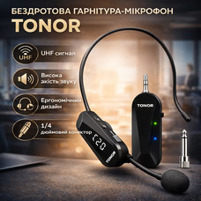 Бездротова гарнітура-мікрофон TONOR, UHF мікрофонна система гарнітури, ручний головний мікрофон 2 в 1, навушний мікрофон