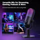 USB-мікрофон для комп'ютерних ігор: конденсаторний мікрофон RGB для геймерів зі стійкою - мікрофон для запису для комп'ютера