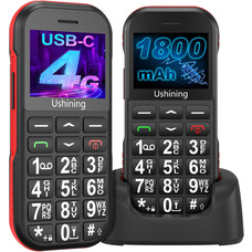 Мобільний телефон для літніх людей ukuu T190 Black: 4G VoLTE, великі кнопки, SOS, акумулятор 1800 мАг, док-станція USB-C