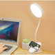 Гнучка LED настільна USB-лампа з прищіпкою та тримачем для смартфона, акумуляторна, сенсорна, 6000K, біла