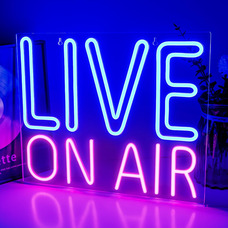 Looklight Live On Air неонова вивіска сині рожеві літери світлодіодний неоновий знак на повітрі неоновий знак слова світлодіодне