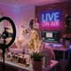 Looklight Live On Air неонова вивіска сині рожеві літери світлодіодний неоновий знак на повітрі неоновий знак слова світлодіодне