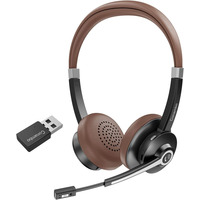 Bluetooth-гарнітура з мікрофоном бездротова з USB-портом та шумопоглинанням, накладні стереонавушники Bluetooth 5.0 для ПК/ноутбук